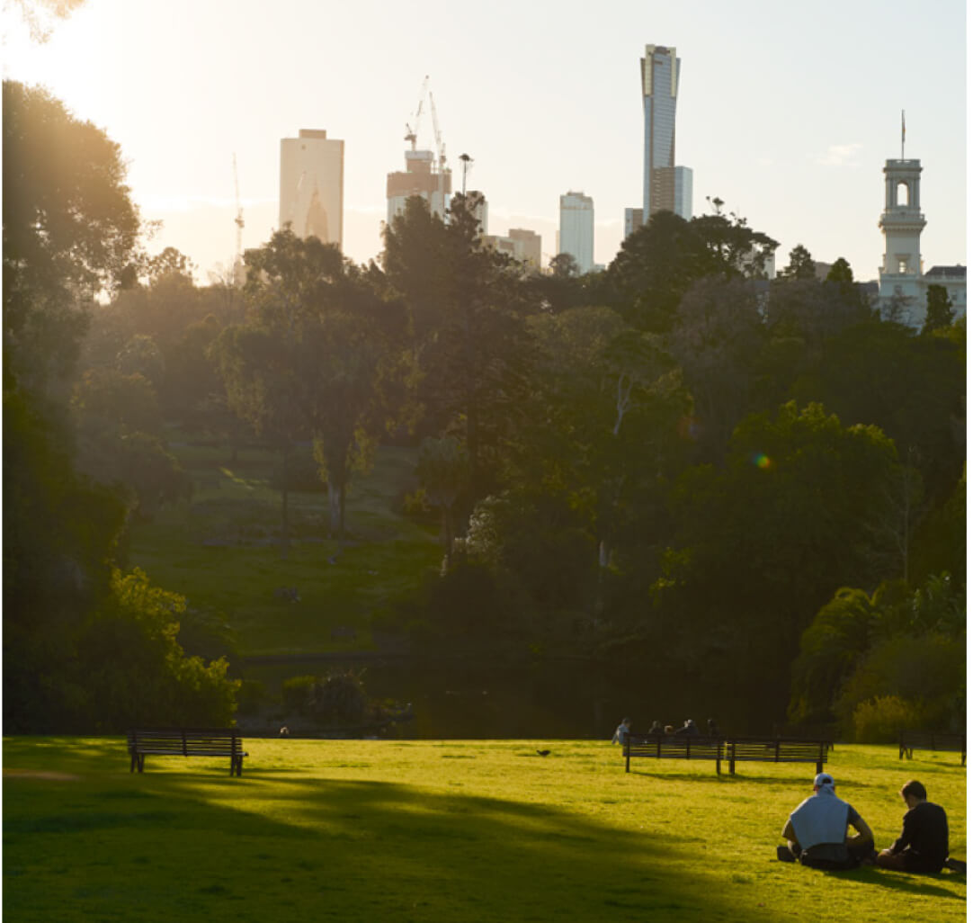 View of city skyline, from Royal Botanic Gardens